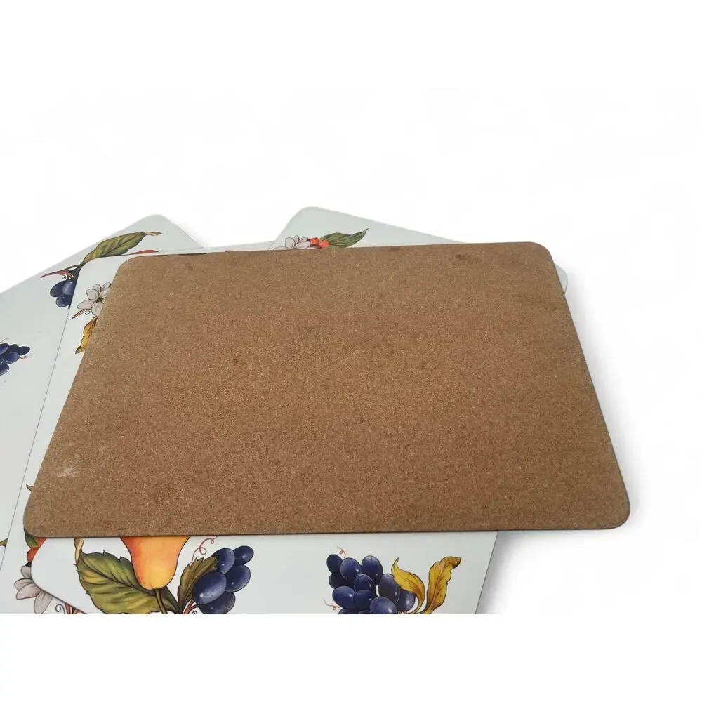 Vintage Set of 4 Sur La Table Frutta Cork Placemat Dining Kitchen Fruit 80's